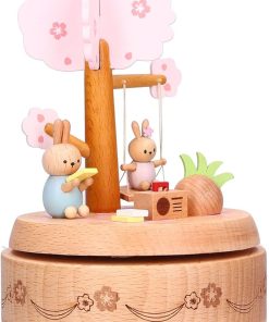 Hộp nhạc lễ hoa anh đào bằng gỗ