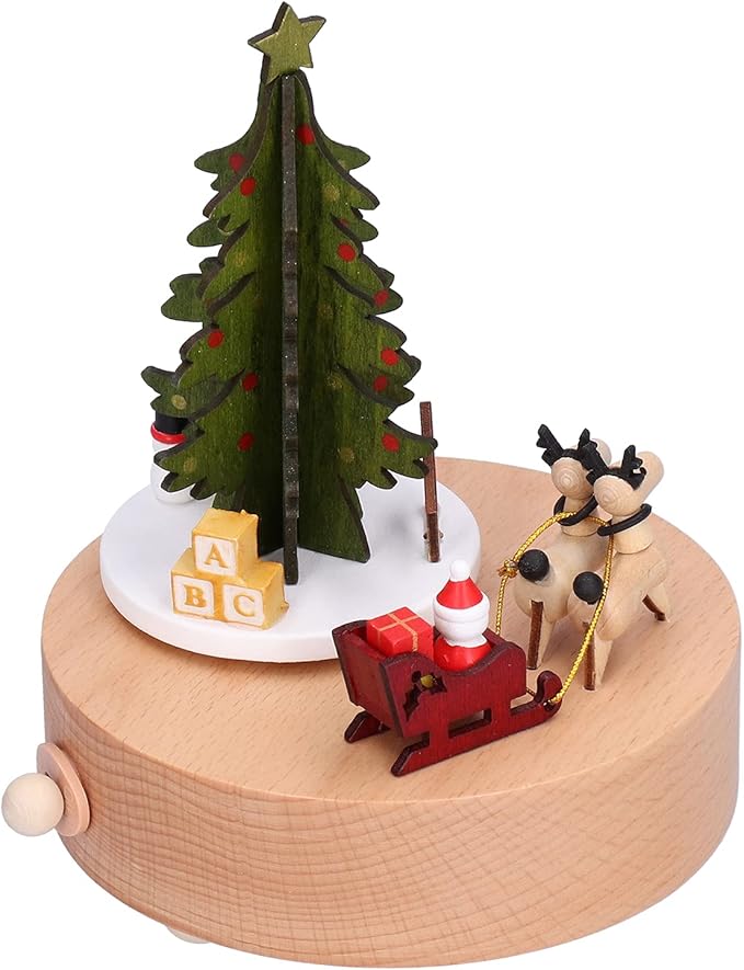 Hộp nhạc cây thông Noel bằng gỗ