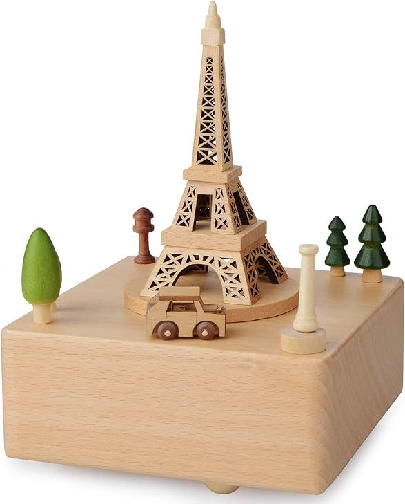 Hộp nhạc hình tháp Eiffel bằng gỗ